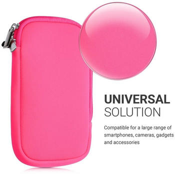 kwmobile Handytasche für Smartphones L - 6,5" - Neopren Handy Tasche Hülle Cover Case Schutzhülle Neon Pink - 16,5 x 8,9 cm Innenmaße