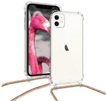 kwmobile Apple iPhone 11 - mit Kordel zum Umhängen - Silikon Handy Schutzhülle Transparent Pink Violett