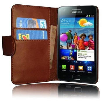 Cadorabo Hülle für Samsung Galaxy S2 / S2 PLUS in KAKAO BRAUN Handyhülle aus glattem Kunstleder mit Standfunktion und Kartenfach