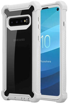 Cadorabo Hülle für Samsung Galaxy S10 PLUS in BIRKEN GRAU - 2-in-1 Handyhülle mit TPU Silikon-Rand und Acryl-Glas-Rücken - Schutzhülle Hybrid Hardcase Back Case