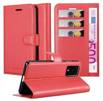 Cadorabo Hülle für Samsung Galaxy S20 ULTRA in KARMIN ROT - Handyhülle mit Magnetverschluss, Standfunktion und Kartenfach