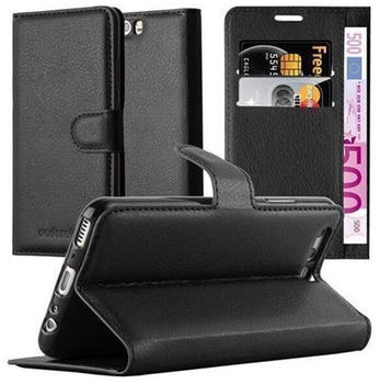 Cadorabo Hülle für Huawei P10 PLUS in PHANTOM SCHWARZ Handyhülle mit Magnetverschluss, Standfunktion und Kartenfach