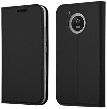 Cadorabo Hülle für Motorola MOTO G5 in CLASSY SCHWARZ Handyhülle mit Magnetverschluss, Standfunktion und Kartenfach
