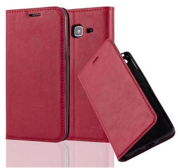Cadorabo Hülle für Samsung Galaxy J3 2016 in APFEL ROT Handyhülle mit Magnetverschluss, Standfunktion und Kartenfach