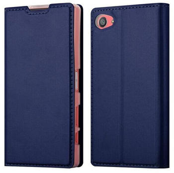 Cadorabo Hülle für Sony Xperia Z5 COMPACT in CLASSY DUNKEL BLAU Handyhülle mit Magnetverschluss, Standfunktion und Kartenfach