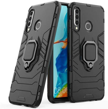 COFI1453 Ring Armor Kickstand Panzerhülle Bumper kompatibel mit Samsung Galaxy A21S (A217F) Silikon Hard Case Hülle Zubehör Tasche Panzerschale Panzer Schwarz