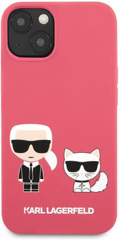 Karl Lagerfeld Karl and Choupette Liquid Silicone Cover für Apple iPhone 13 mini - Rot