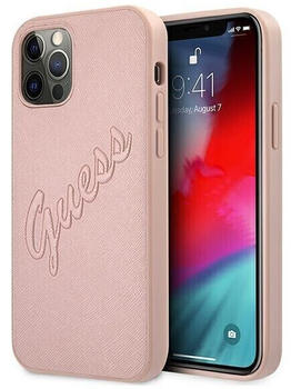 Guess Hardcase Saffiano Vintage Script iPhone 12 Pro Max Rosa
