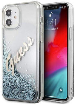 Guess Schutzhülle mit Glitzer Guess Liquid Glitter Vintage iPhone 12 Mini Hellblau