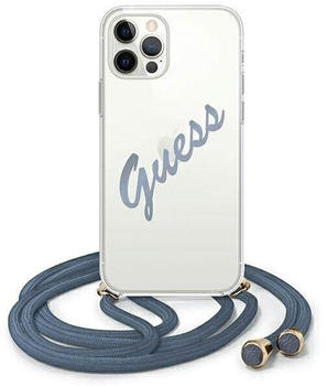 Guess Script Vintage Cord iPhone 12 / 12 Pro Transparent-Blau