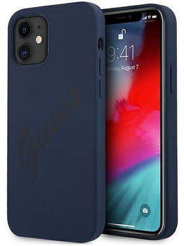 Guess Silicone Vintage Script Apple iPhone 12 Mini Blau