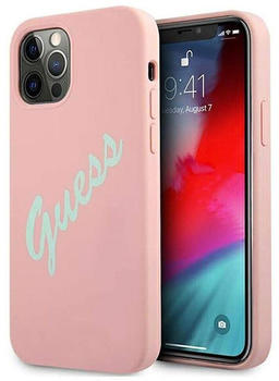 Guess Silicone Vintage Script Apple iPhone 12/12 Pro Rosa grün