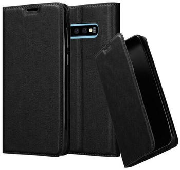 Cadorabo Hülle für Samsung Galaxy S10 PLUS in NACHT SCHWARZ Handyhülle mit Magnetverschluss, Standfunktion und Kartenfach