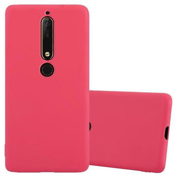 Cadorabo Hülle für Nokia 6.1 Schutzhülle in Rot Handyhülle TPU Silikon Etui Case Cover