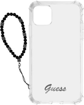Guess Hülle für iPhone 12 Pro Max mit Handgelenkband - Transparent / Schwarz