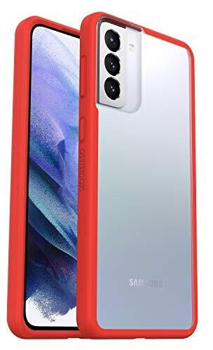 OtterBox Handyhülle Sleek Case, transparente, sturzsichere Schutzhülle für Samsung Galaxy S21+, Rot/Transparent