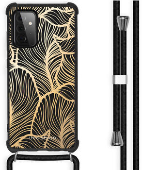 iMoshion Design Hülle mit Band für das Samsung Galaxy A72 - Blätter - Gold / Schwarz