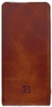 Burkley Handyhülle für Samsung Galaxy S21 (5G) Hülle kompatibel mit Galaxy S21 Handytasche Flip Case Schutzhülle mit Kartenfach (Sattelbraun/Burnished)