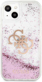 Guess TPU Big 4G Liquid Glitter Pink Back Cover für Apple iPhone 13 mini Transparent