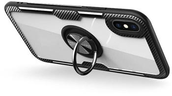 COFI1453 Premium Handy Hülle Carbon Transparent Dezente Schale Bumper Case Cover drehbarer Ring 360 Grad Halter Ständer Magnetisch Outdoor kompatibel mit Xiaomi Redmi Note 9