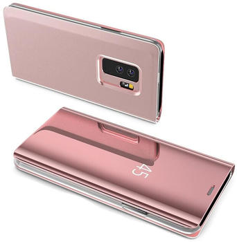 COFI1453 Smart View Spiegel Mirror Smart Cover Schale Etui kompatibel mit Samsung Galaxy A50 (A505F) Clear Rosa