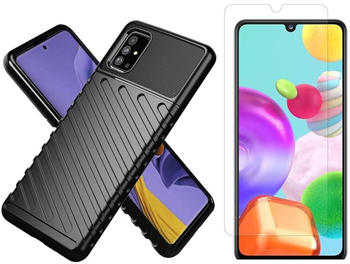 COFI1453 Hybrid Armor Etui SchutzHülle Thunder Case + 9H Schutzglas Handyhülle Matt Hülle Robust Rutschfest kompatibel mitSamsung Galaxy S10 Lite (G770F)
