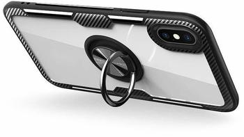 COFI1453 Premium Handy Hülle Carbon Transparent Dezente Schale Bumper Case Cover drehbarer Ring 360 Grad Halter Ständer Magnetisch Outdoor kompatibel mit Xiaomi Redmi Note 8T