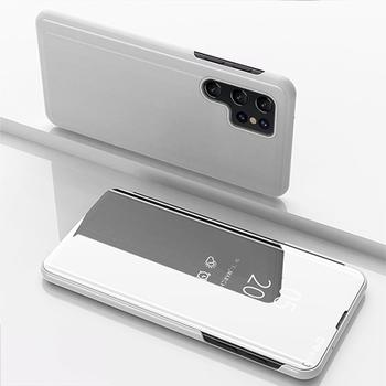 König Design Handyhülle für Samsung Galaxy S22 Ultra 5G Schutzcase Klapptasche Mirror Cover... Silber