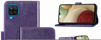 König Design Handyhülle für Samsung Galaxy A12 Schutztasche Cover Bumper Wallet Violett