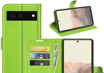 König Design Handyhülle für Google Pixel 6 Schutztasche Wallet Schutzcover Case Etuis Tasche... Grün