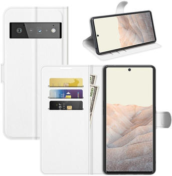 König Design Handyhülle für Google Pixel 6 Pro Schutztasche Wallet Cover 360 Case Hülle Etuis... Weiß