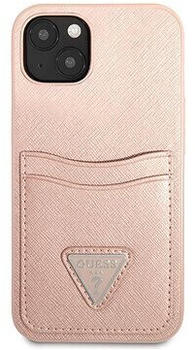 Guess 4G Saffiano Double Card Cover für Apple iPhone 13 Pink