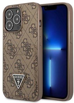 Guess 4G Saffiano Double Card Cover für Apple iPhone 13 Pro Brown