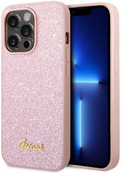 Guess PC/TPU Glitter Flakes Metal Logo Back Cover für iPhone 14 Pro Max Pink
