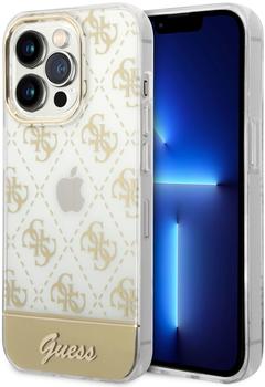 Guess PC/TPU Peony Glitter Script Logo Back Cover für iPhone 14 Pro Max Gold