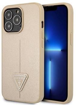 Guess PU Saffiano Triangle Cover für Apple iPhone 13 Pro Beige