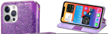König Design Apple iPhone 12 mini Handyhülle Schutztasche Case Cover Wallet Mandala Violett