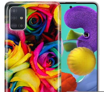 König Design Schutzhülle für Samsung Galaxy A21s Motiv Handy Hülle Silikon Tasche Case Cover... Bunte Rosen