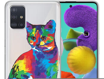 König Design Schutzhülle für Samsung Galaxy S21 Ultra Motiv Handy Hülle Silikon Case Cover... Samsung Galaxy S21 Ultra, Bunte Katze