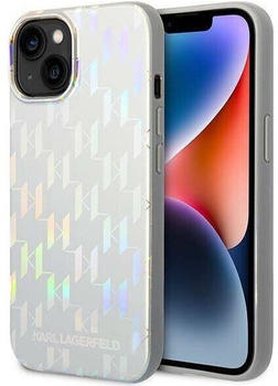 Karl Lagerfeld Handy-Case Monogram Iridescent for iPhone 14 Plus, Silver