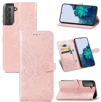 König Design Handyhülle für Samsung Galaxy S22 5G Schutztasche Wallet Cover 360 Case Hülle... Rose Gold