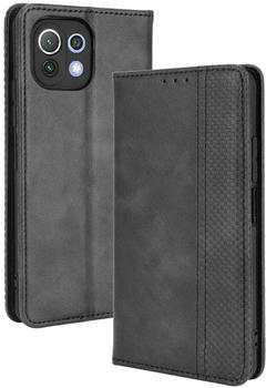 König Design Handyhülle für Xiaomi Mi 11 Lite Schutztasche Wallet Backcover Case Etuis Tasche... Schwarz