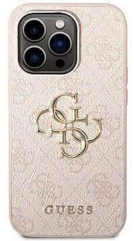 Guess PU 4G Metall Logo Rückseite Abdeckung für iPhone 14 Pro Rosa
