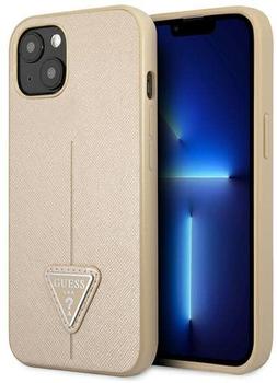Guess PU Saffiano Triangle Cover für Apple iPhone 13 mini Beige