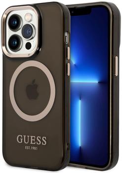 Guess Translucent MagSafe kompatibles Back Cover für iPhone 14 Pro Black