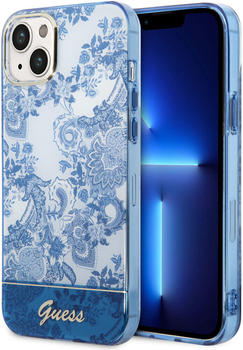 Guess Schutzhülle Hardcase Porcelain Collection für iPhone 14 Plus Blau