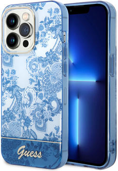Guess Schutzhülle Hardcase Porcelain Collection für iPhone 14 Pro Max Blau