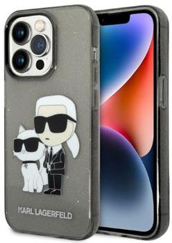 Karl Lagerfeld Karl Lagerfeld IML Glitter Karl und Choupette NFT Back Cover für iPhone 14 Pro Max Schwarz