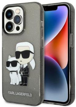 Karl Lagerfeld Karl Lagerfeld IML Glitter Karl und Choupette NFT Back Cover für iPhone 14 Pro Schwarz