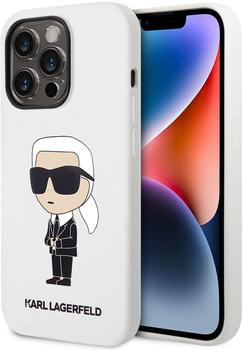 Karl Lagerfeld Karl Lagerfeld Liquid Silicone Ikonik NFT Back Cover für iPhone 14 Pro Max Weiß